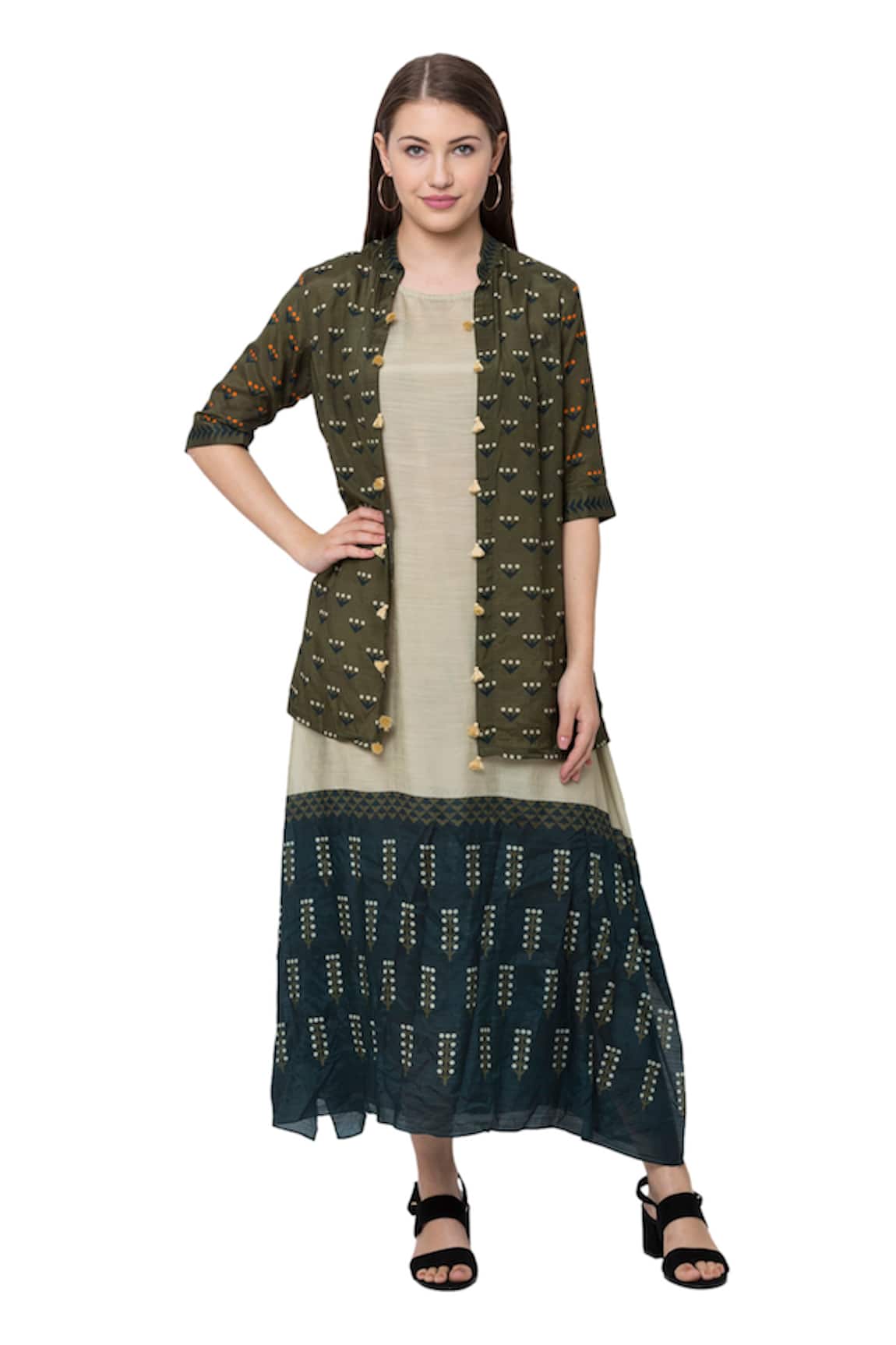 So US By Sougatpaul Printed Tunic with Jacket 