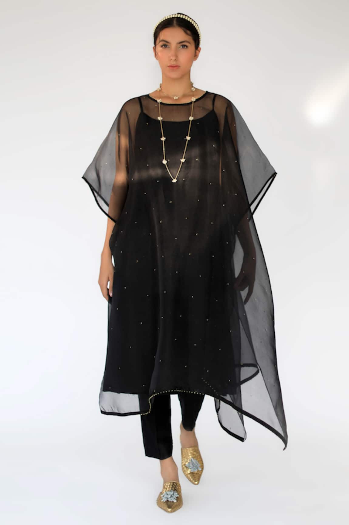 Shikha Mehta Silk Organza Embellished Cape & Pant Set