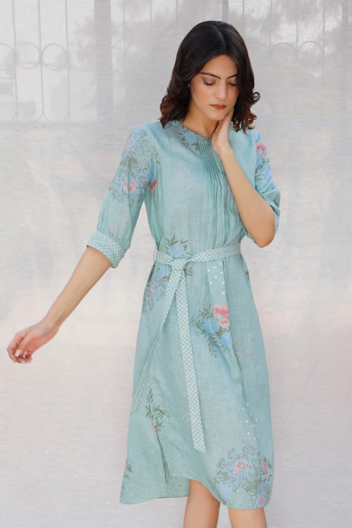 Arcvsh By Pallavi Singh Printed Linen Dress 