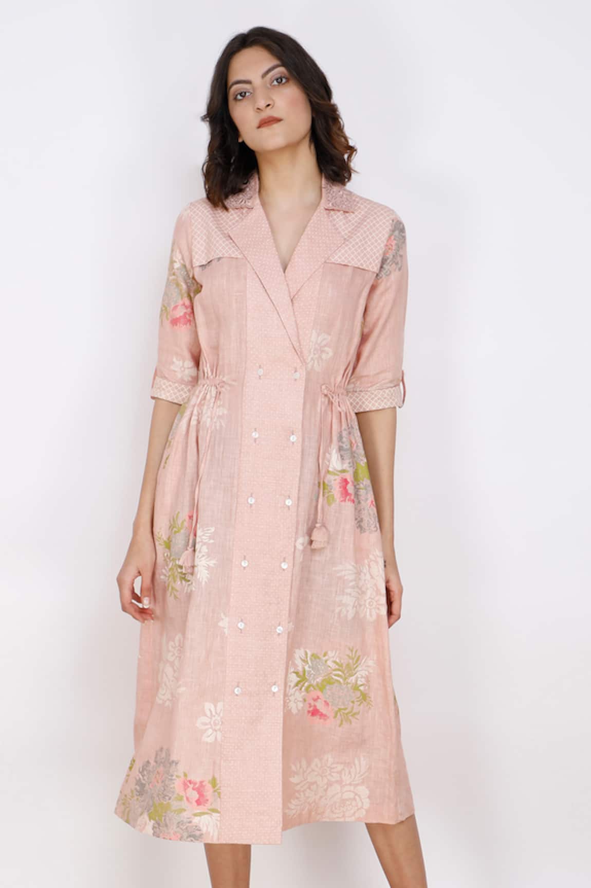 Arcvsh By Pallavi Singh Printed Linen Shirt Dress