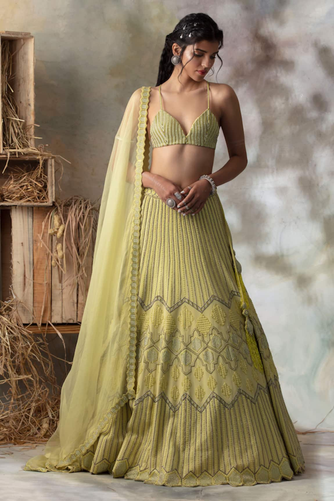 ISHA & SHREYA Embroidered Lehenga Set 