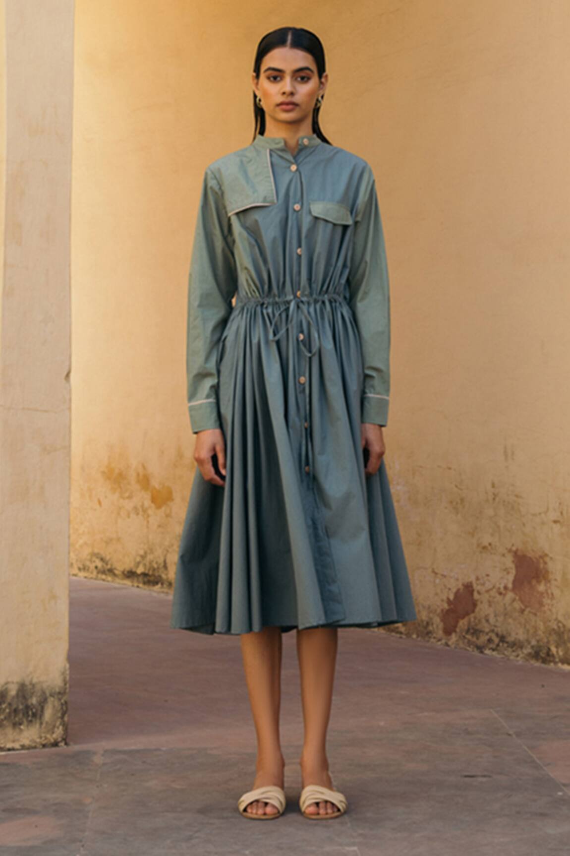 Cord A-Line Shirt Dress