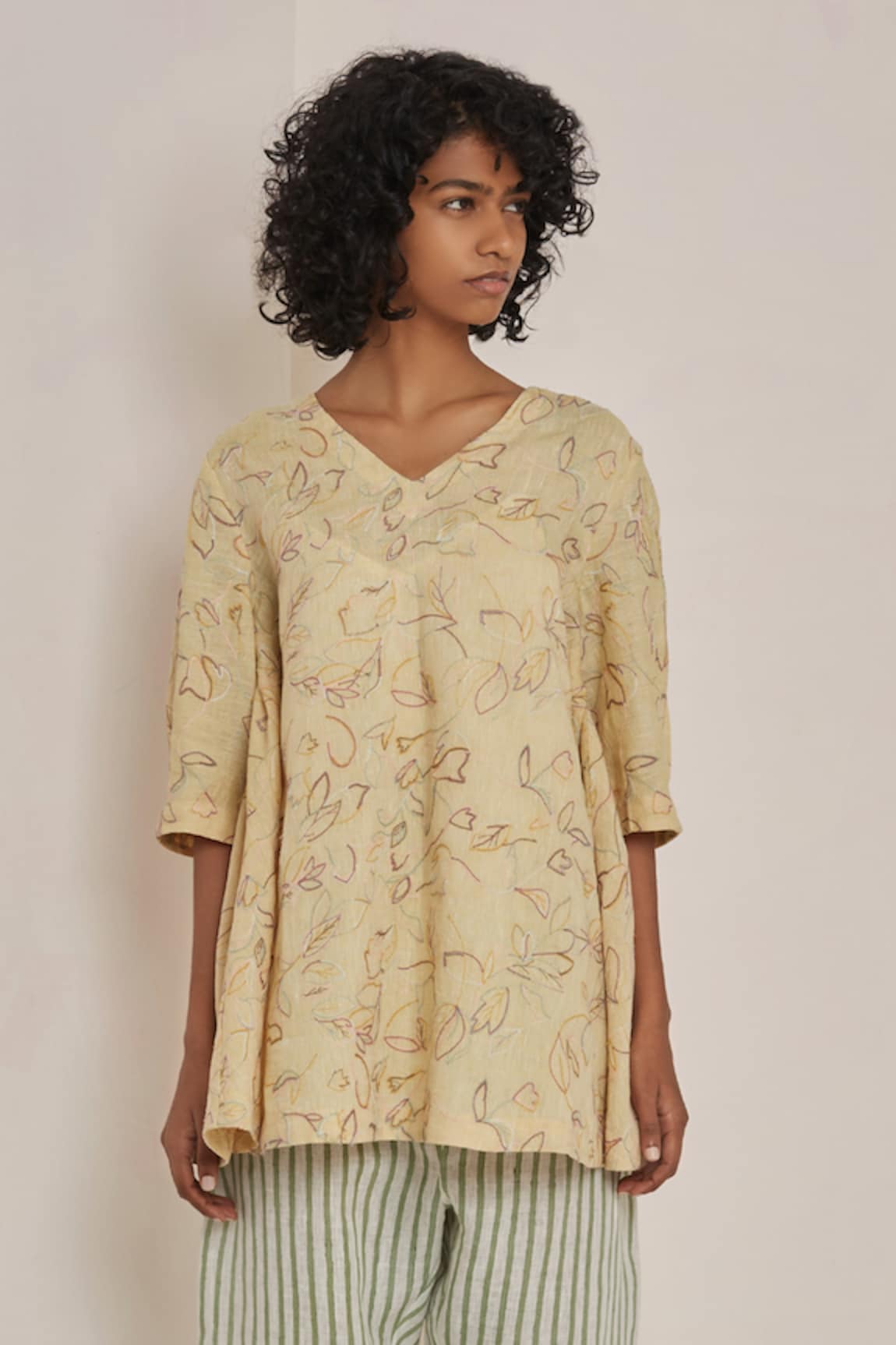 Eka Embroidered Linen Top