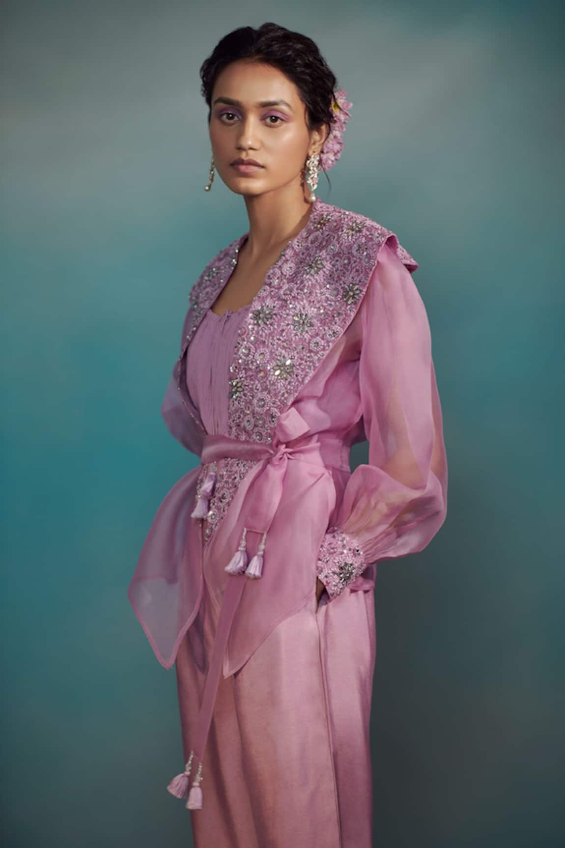 SUHINO Maheshwari Silk Jumpsuit with Jacket