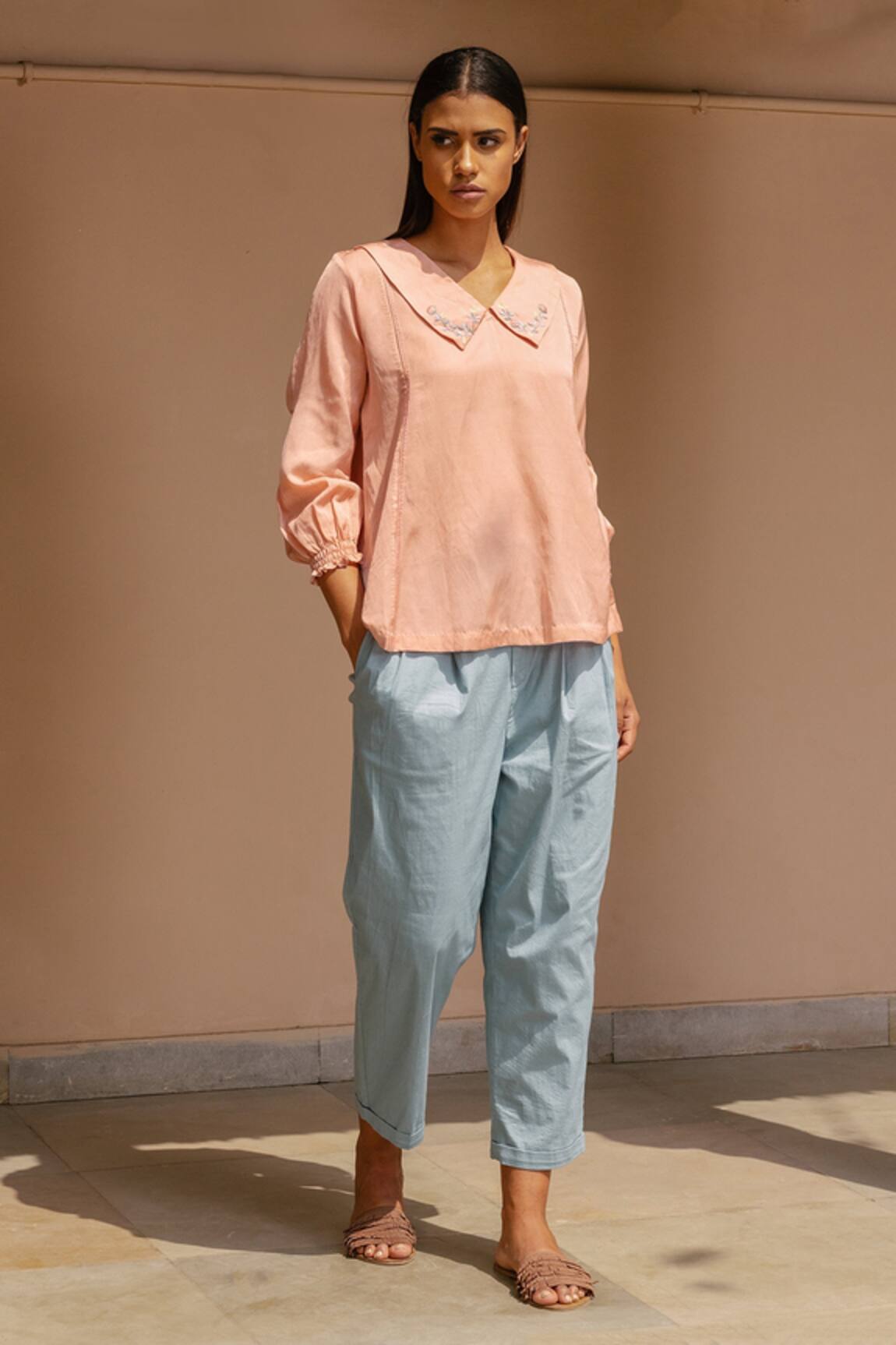 Ayaka Organic Cotton Frill Sleeve Top 