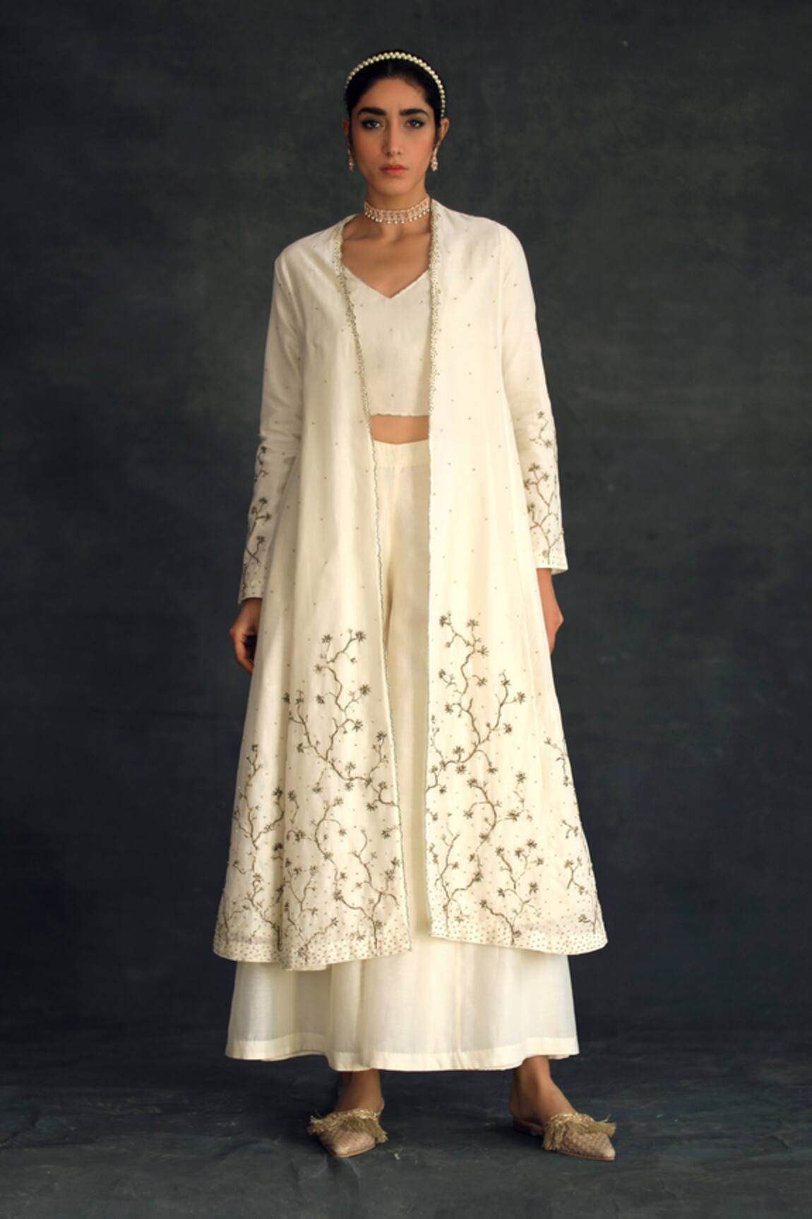 Shikha Mehta Silk Chanderi Kalidar Jacket & Pant Set