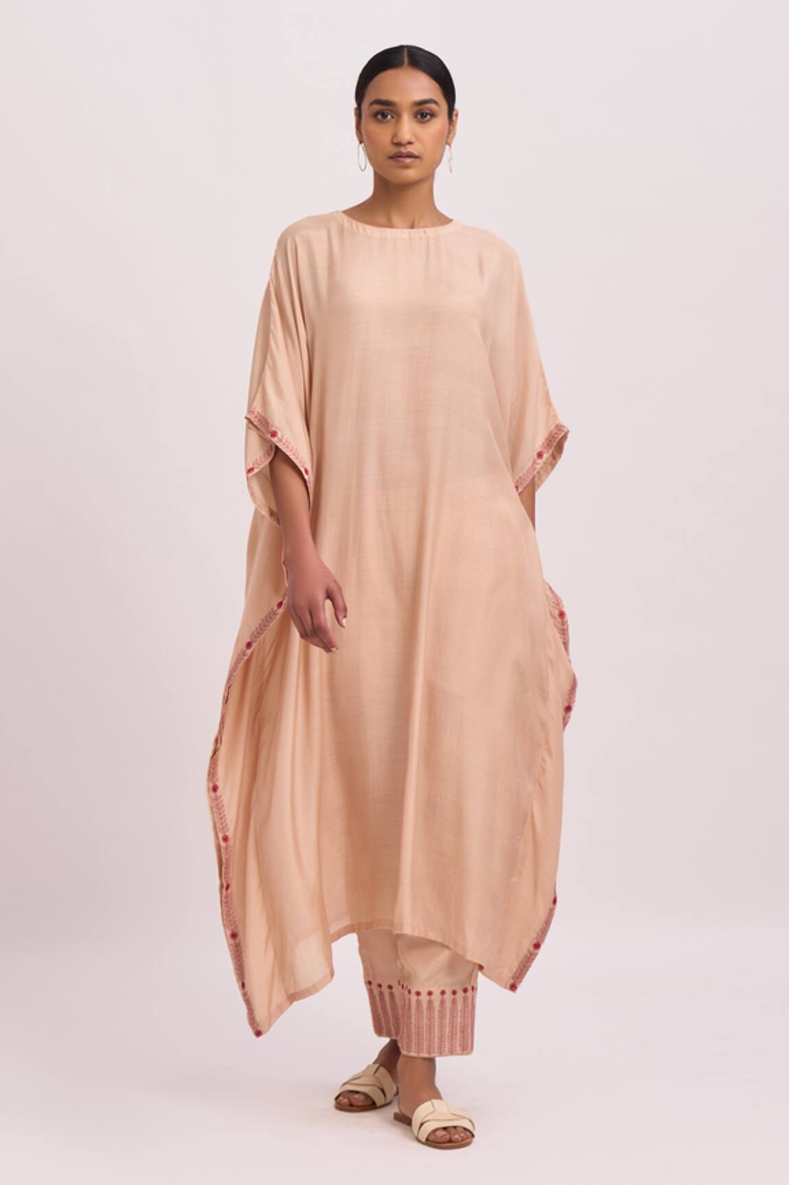 Dot Cotton Silk Kaftan Kurta & Pant Set