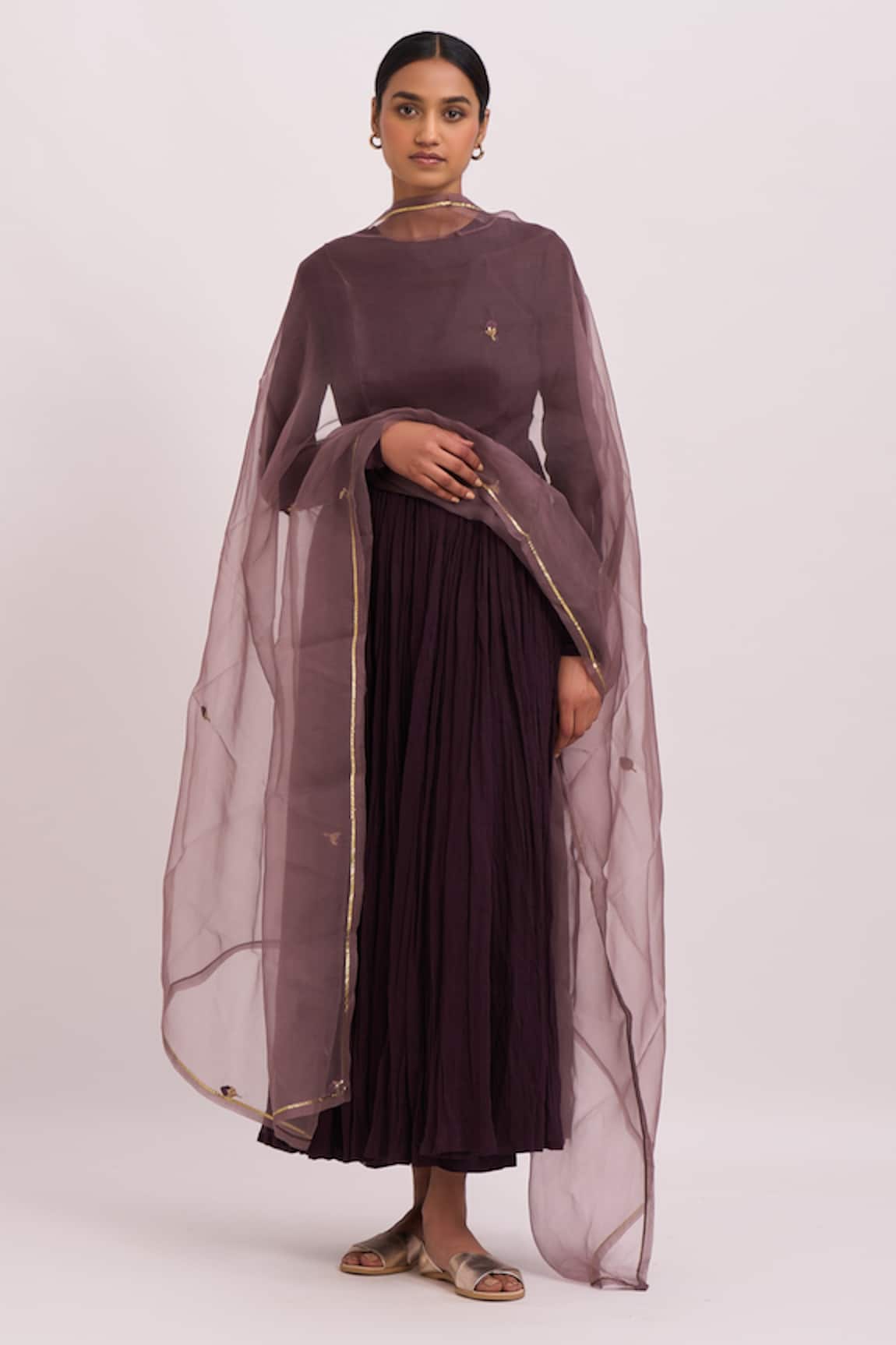 Dot Embroidered Anarkali Set 