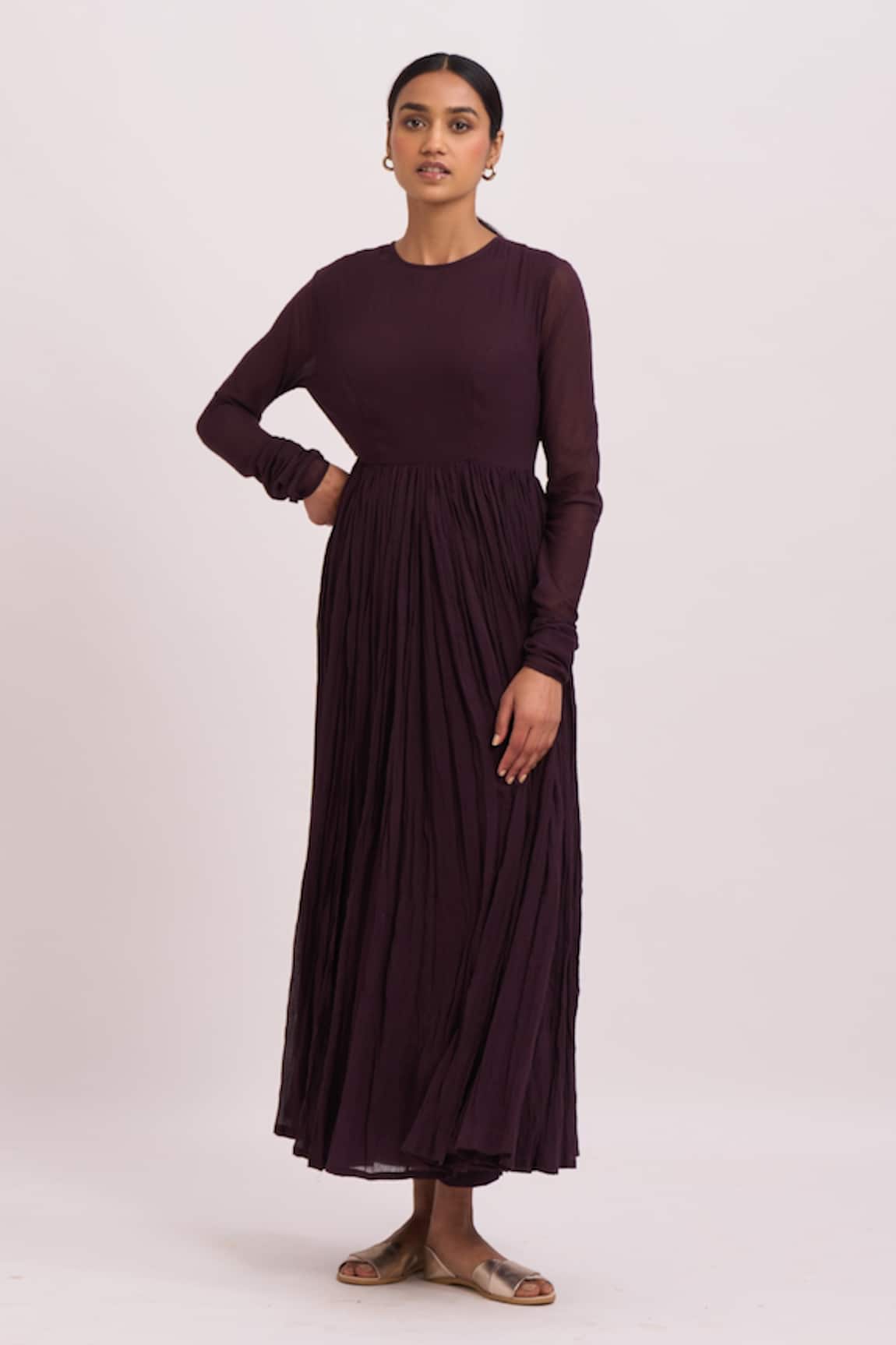 Dot Pleated Anarkali & Pant Set 