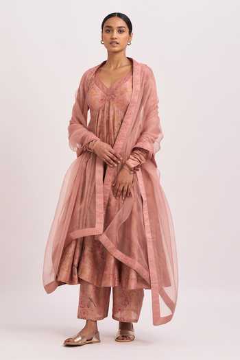 Dot Chanderi Anarkali Set 
