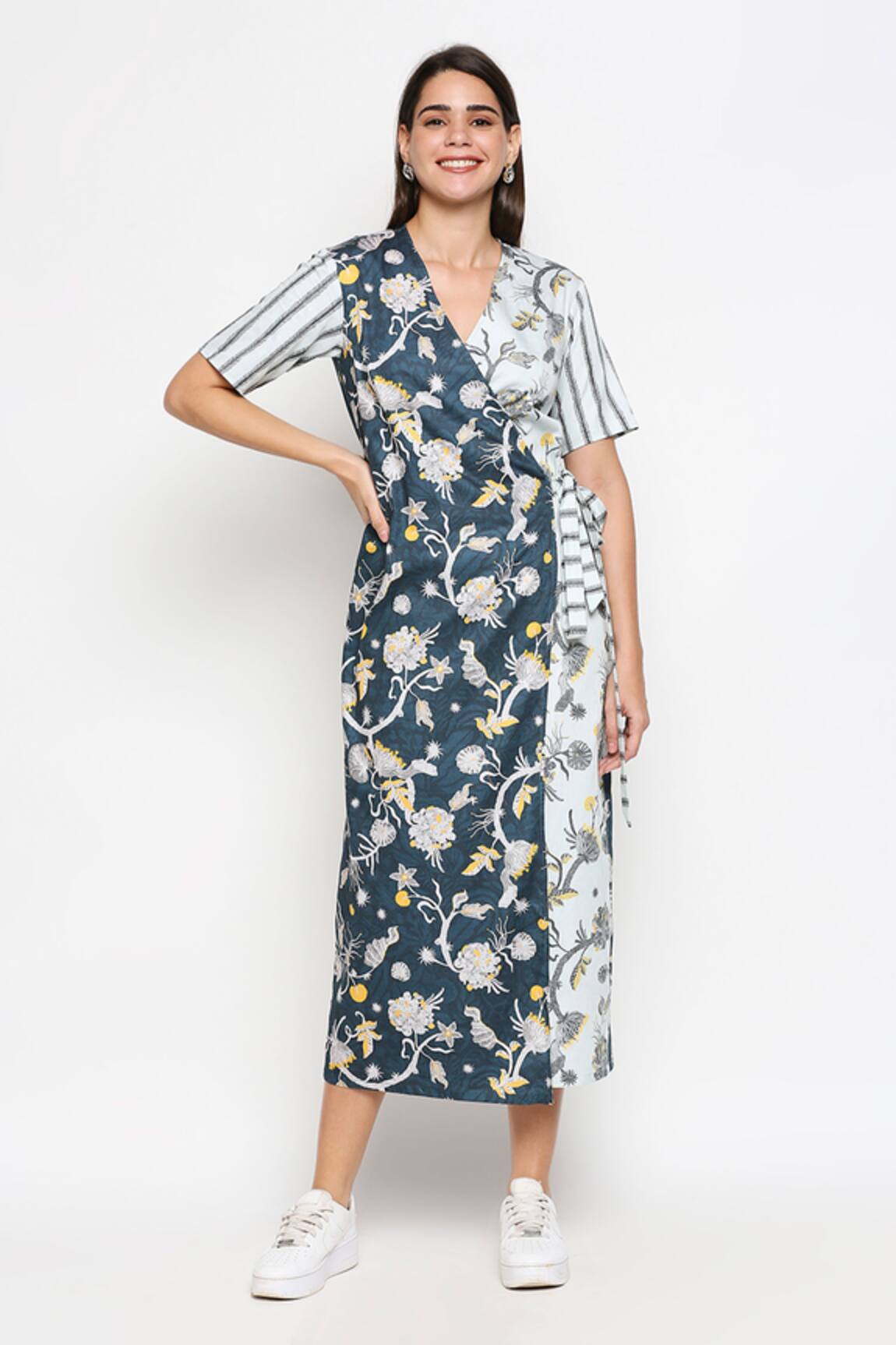 SO US by Sougatpaul Floral Print Tie Up Dress