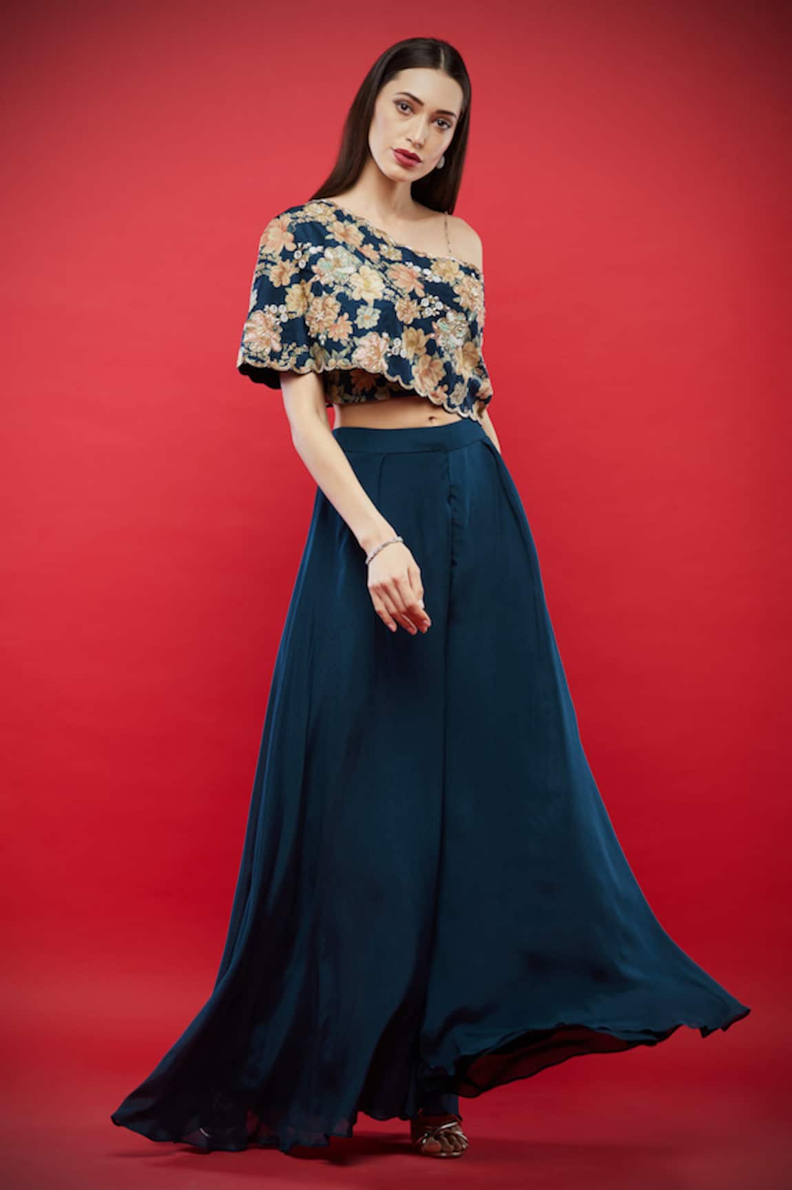 Aayushi Maniar Embroidered Cape & Palazzo Set