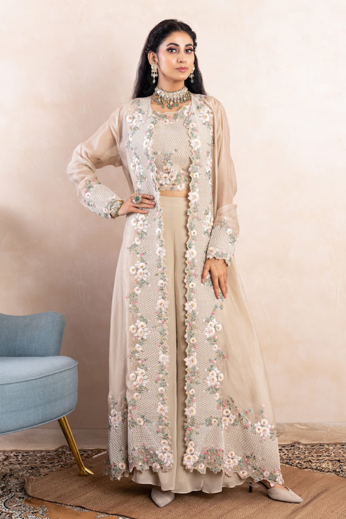 Shikha and Srishti Design Embroidered Jacket Pant Set