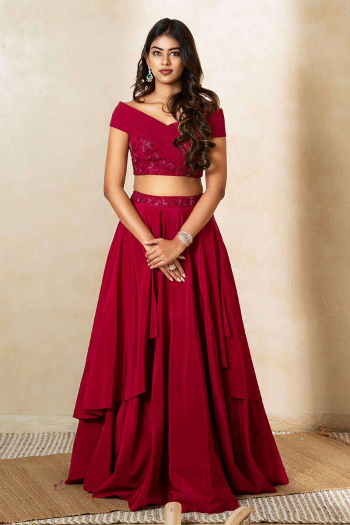Shikha And Srishti Design Silk Layered Lehenga Set