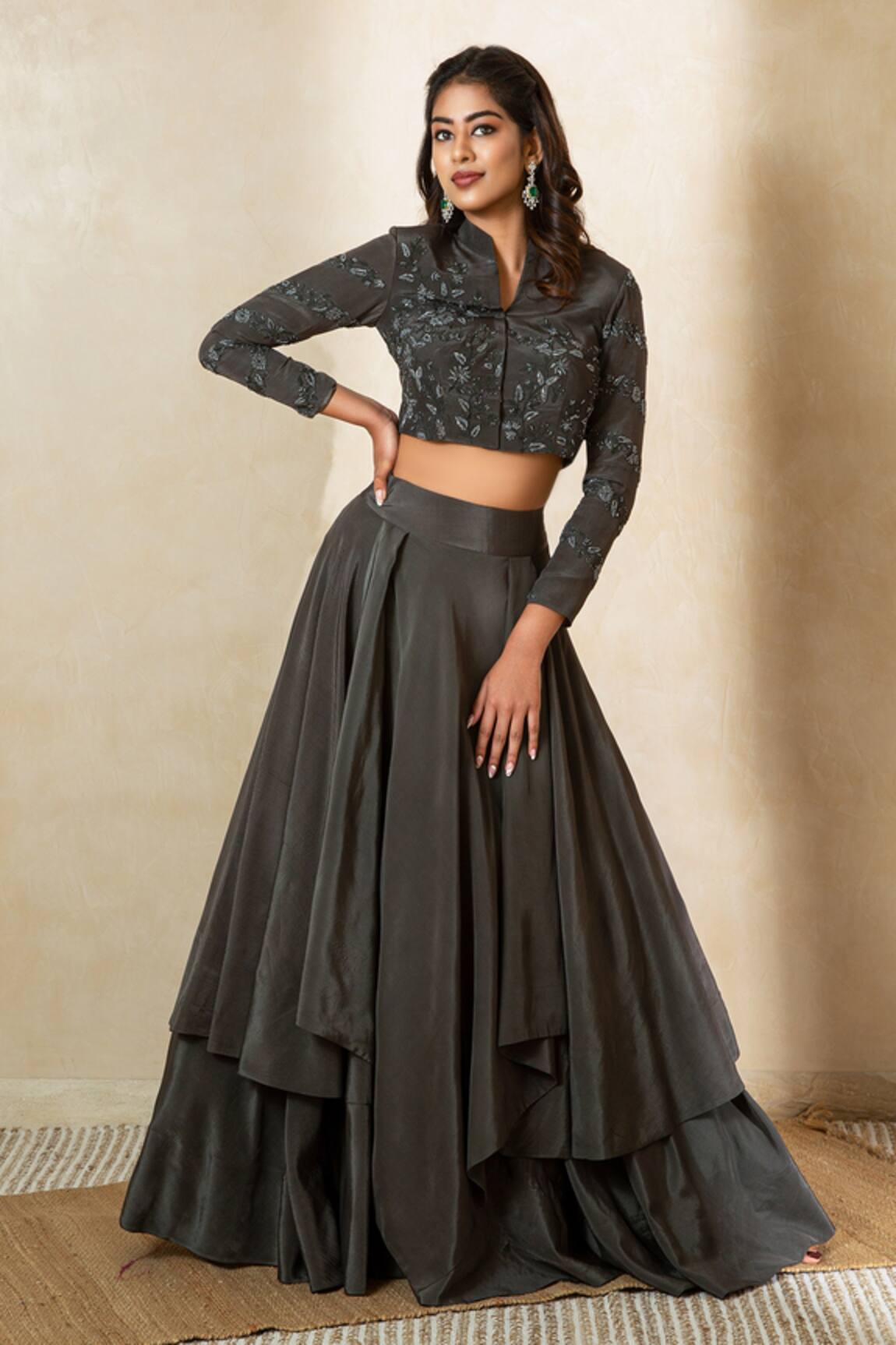 Shikha And Srishti Design Floral Embroidered Top & Lehenga Set