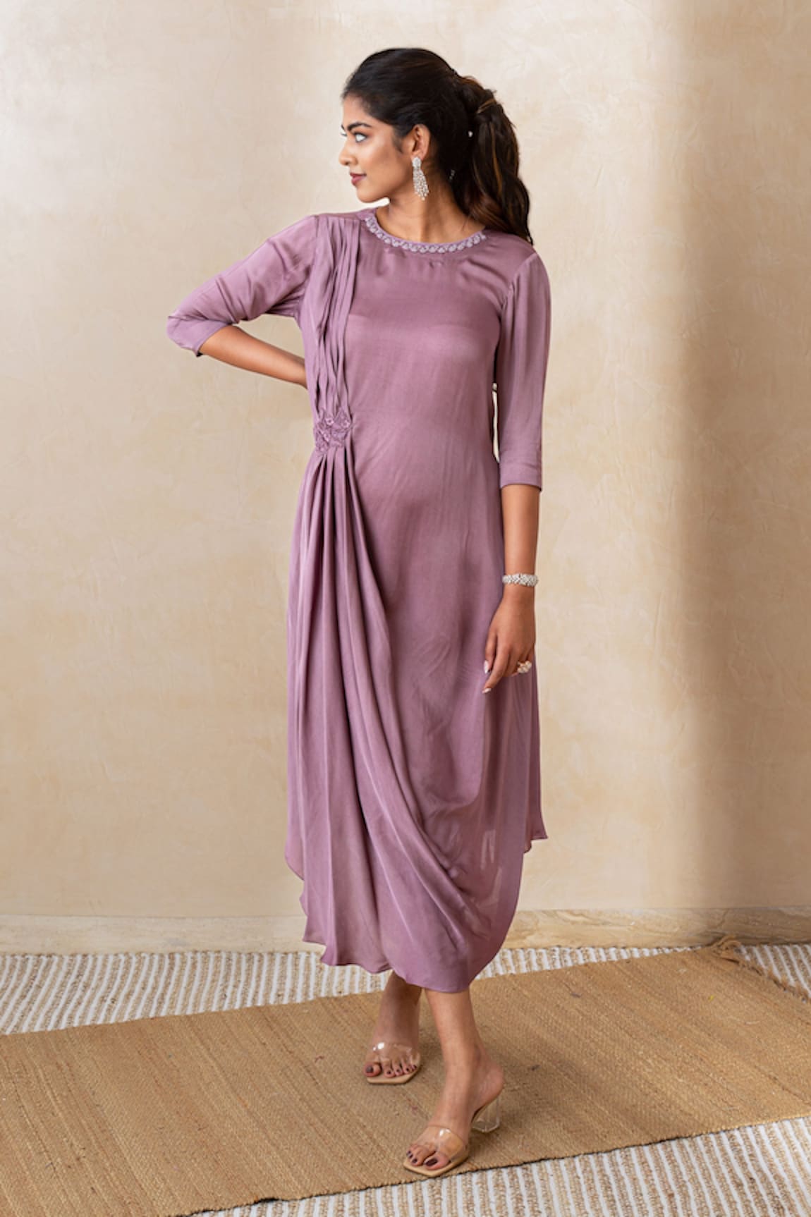 Shikha and Srishti Design Round Neck Draped Dress