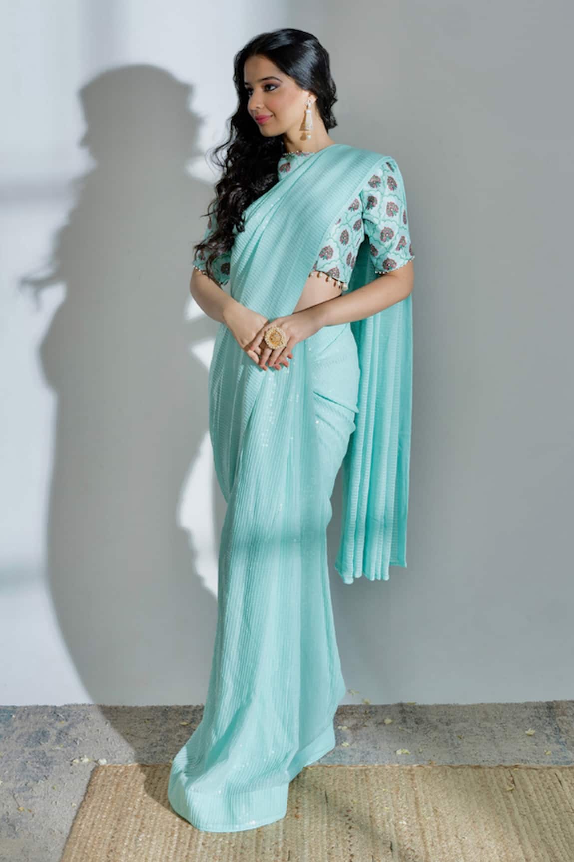SutrabySweta Sequin Work Saree With Blouse