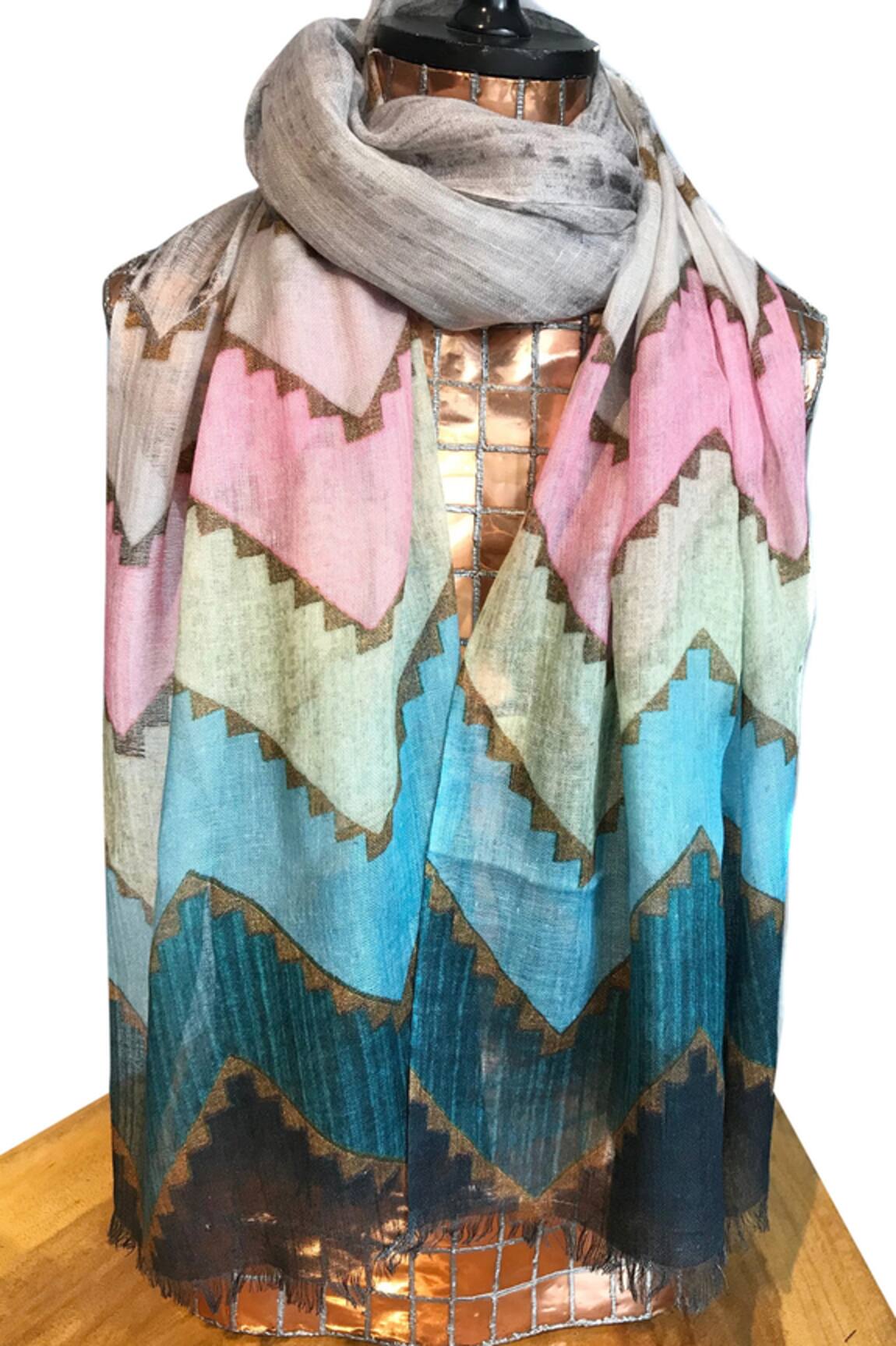 Pashma Cashmere Chevron Print Scarf