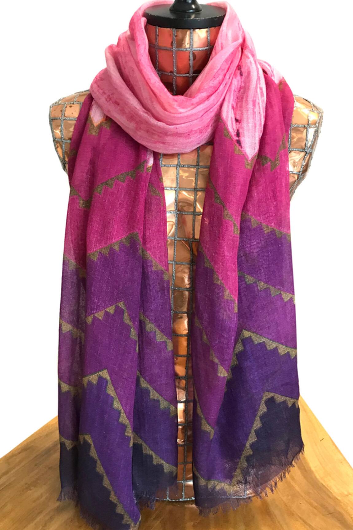 Pashma Cashmere Chevron Print Scarf