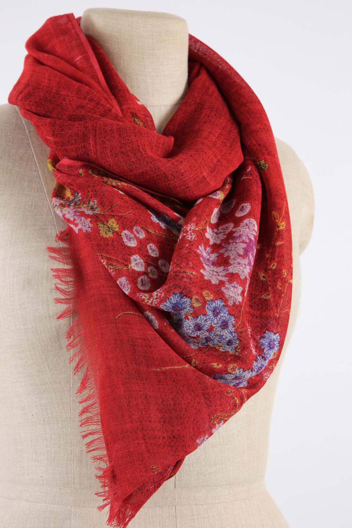 Pashma Silk Cashmere Floral Print Scarf