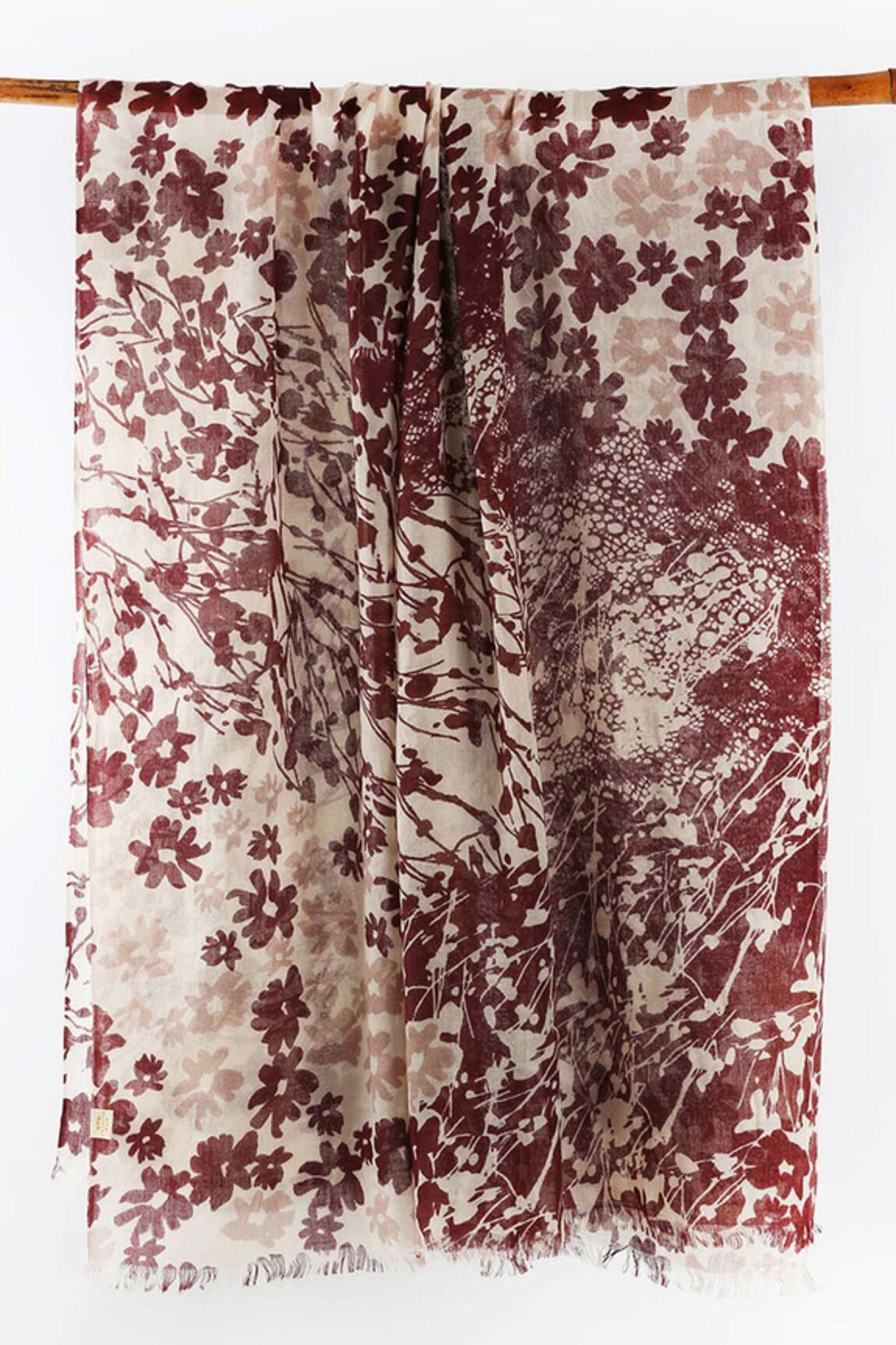 Pashma Silk Cashmere Floral Print Scarf