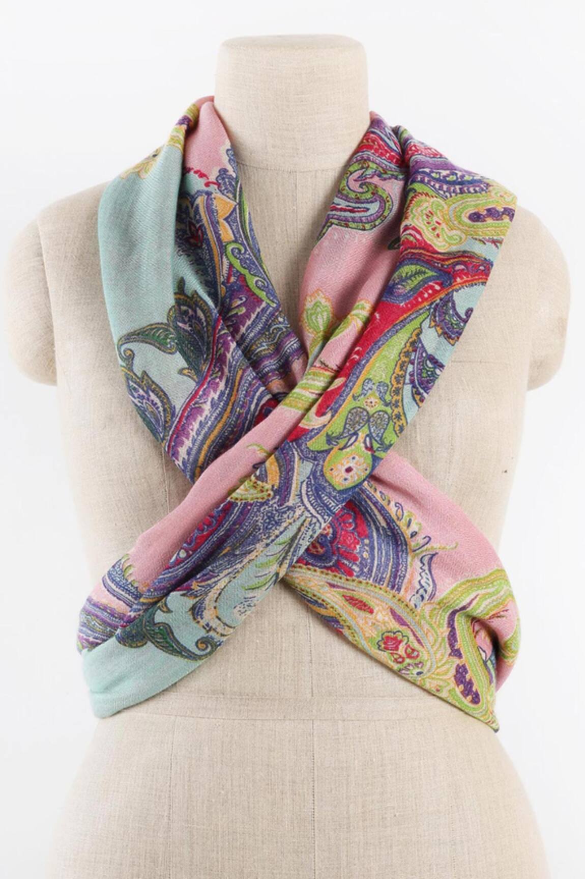 Pashma Silk Cashmere Hand Printed Scarf