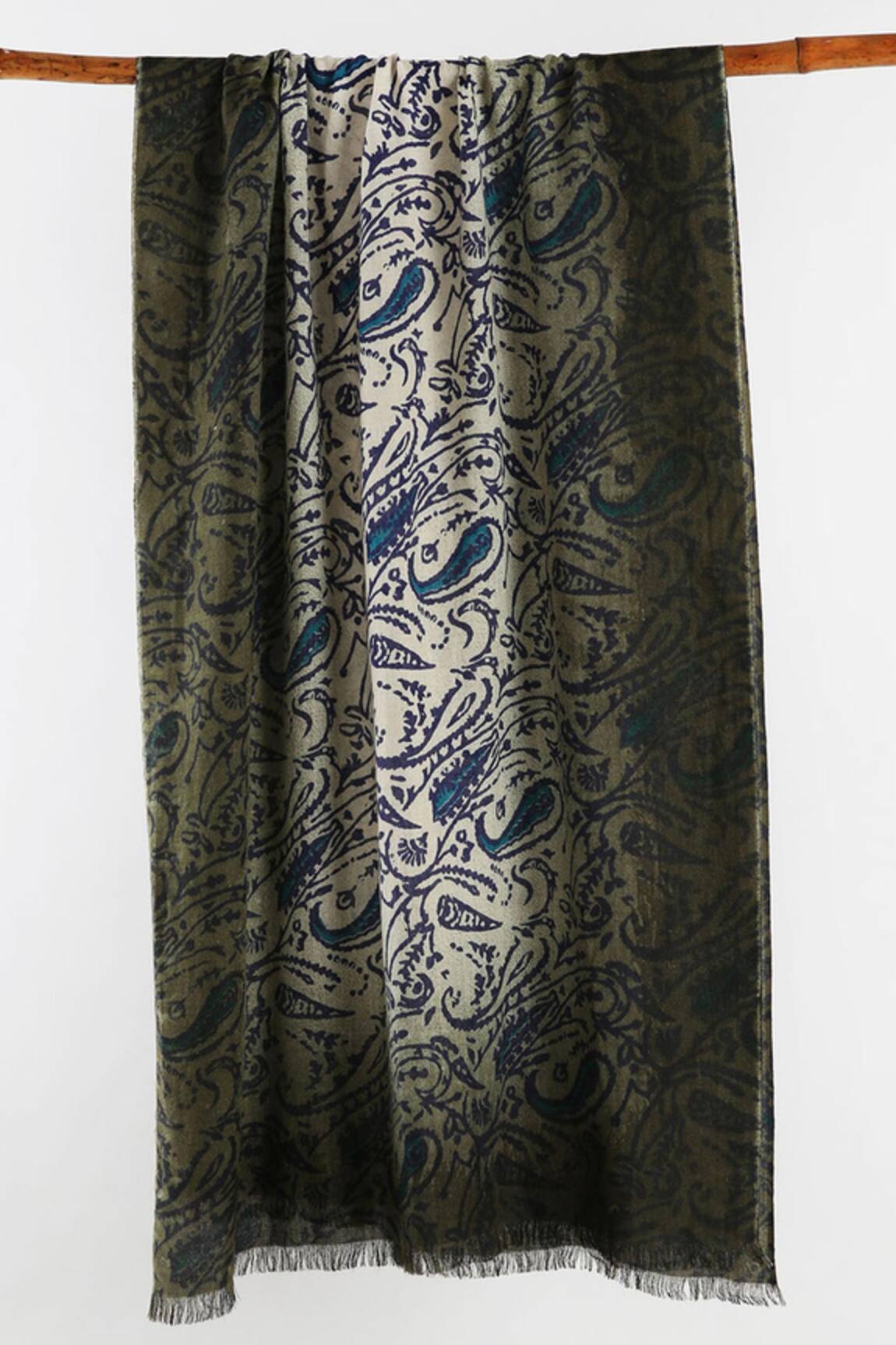 Pashma Silk Cashmere Dip Dyed Printed Scarf