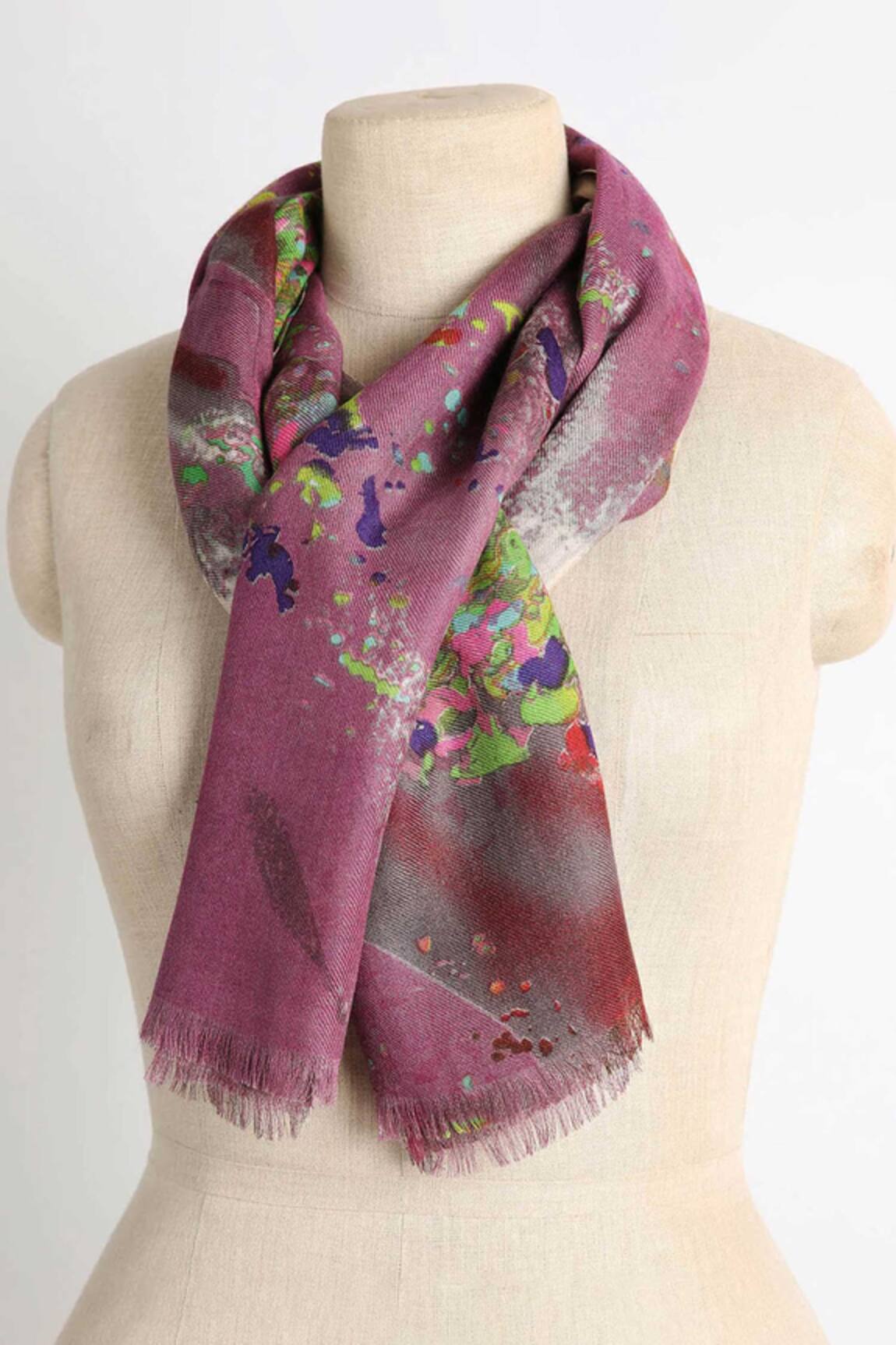 Pashma Silk Cashmere Linen Printed Scarf
