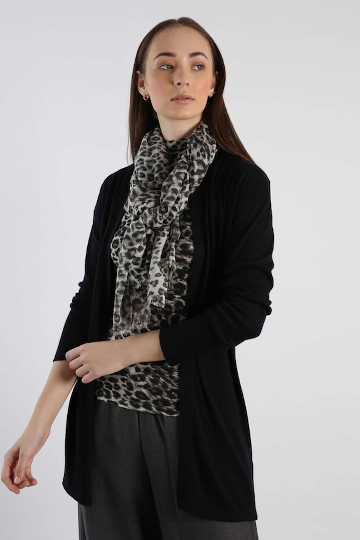 Pashma Silk Cashmere Animal Print Scarf
