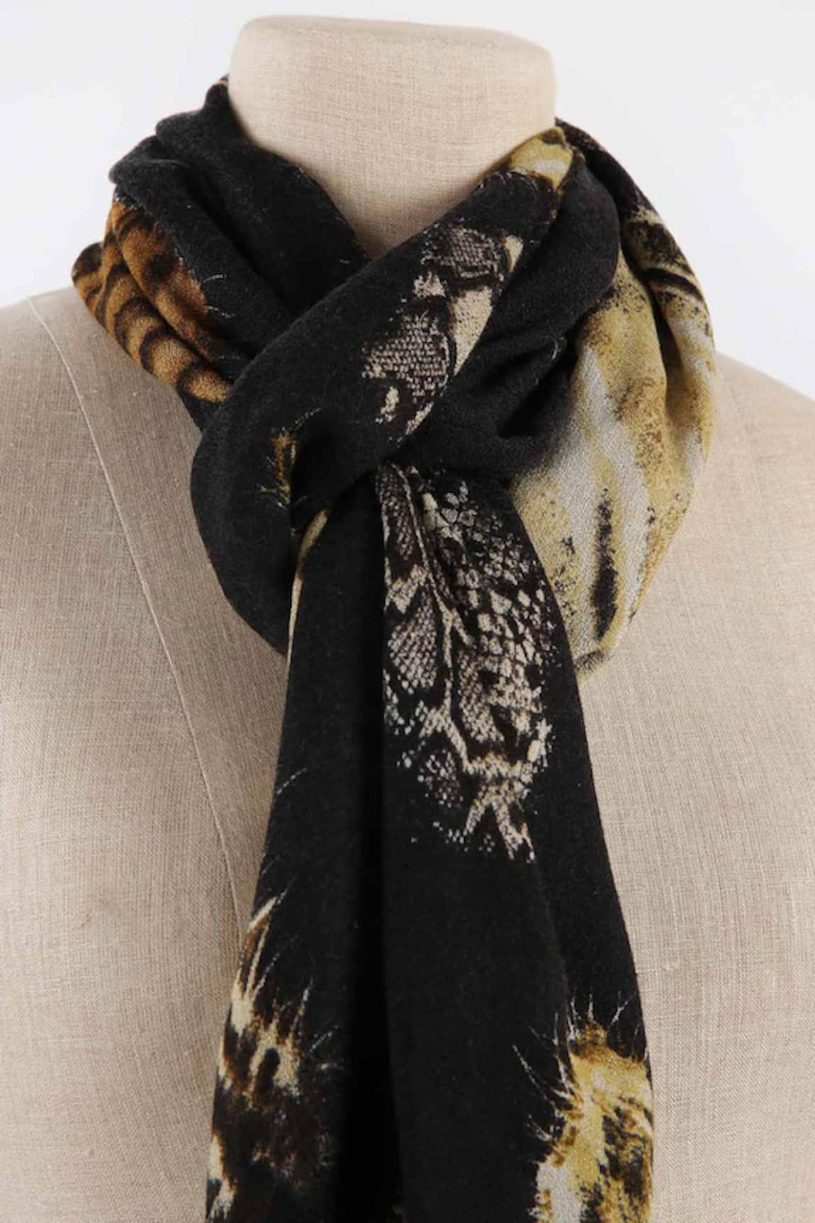 Pashma Silk Cashmere Animal Print Scarf