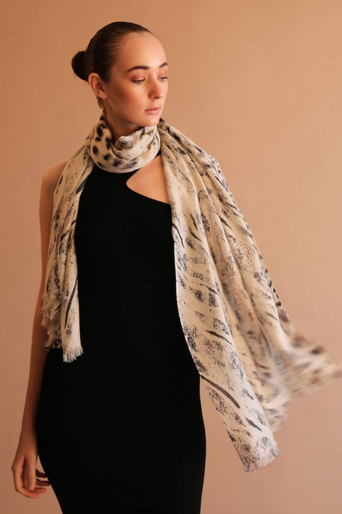 Pashma Silk Cashmere Animal Print Scarf