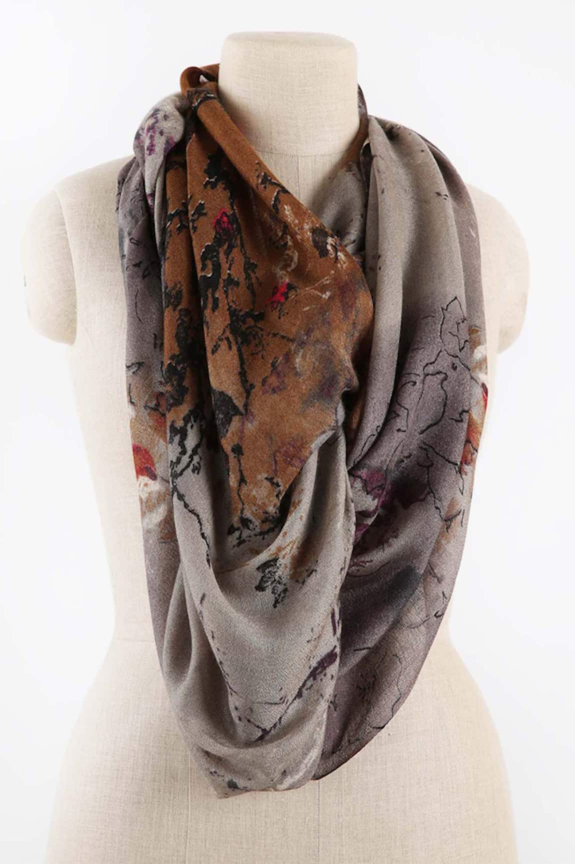 Pashma Silk Cashmere Floral Print Scarf