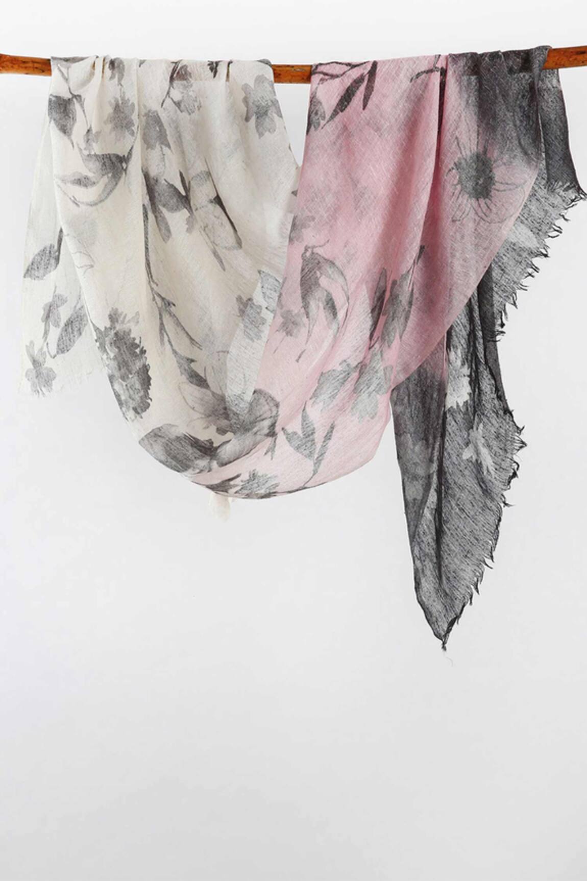 Pashma Silk Cashmere Floral Print Scarf