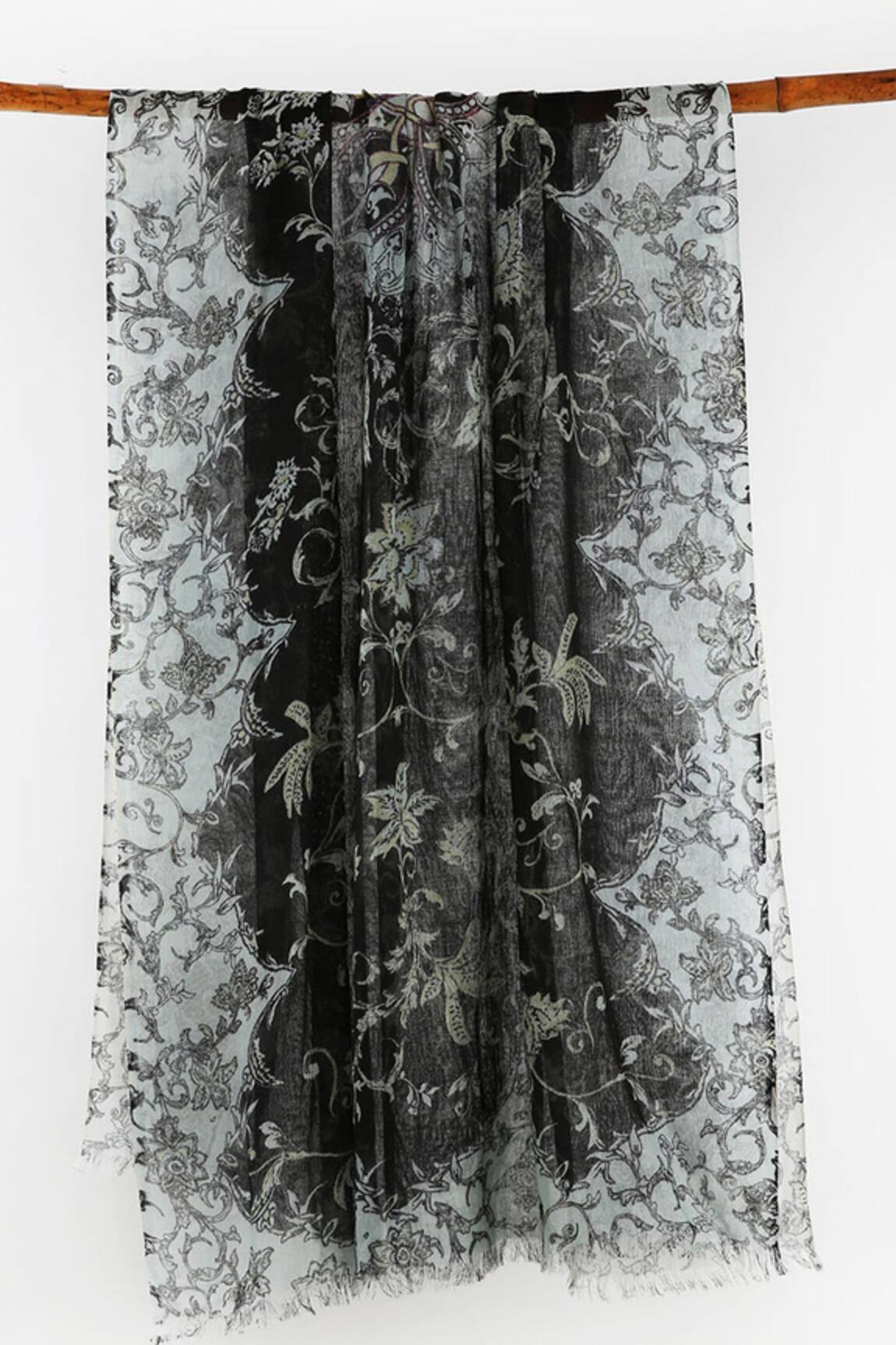 Pashma Silk Cashmere Floral Print Scarf