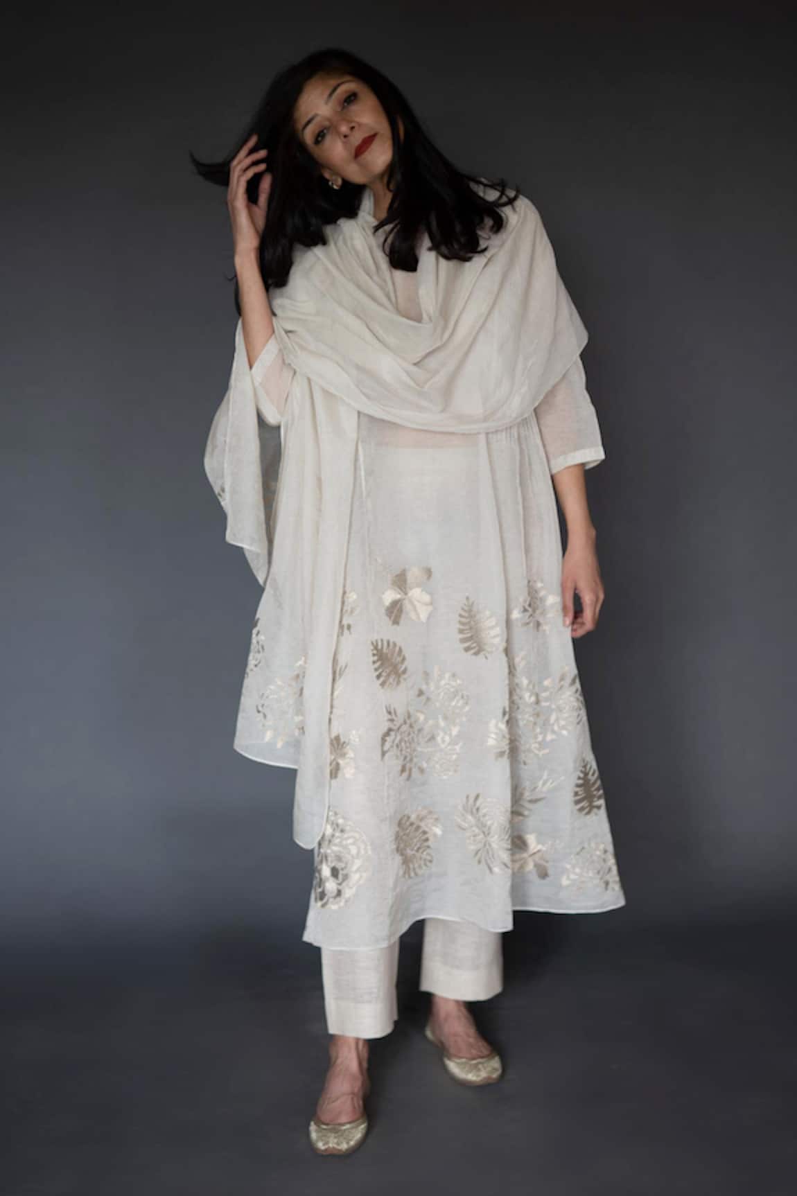 Taika By Poonam Bhagat Chanderi Embroidered Kurta Pant Set