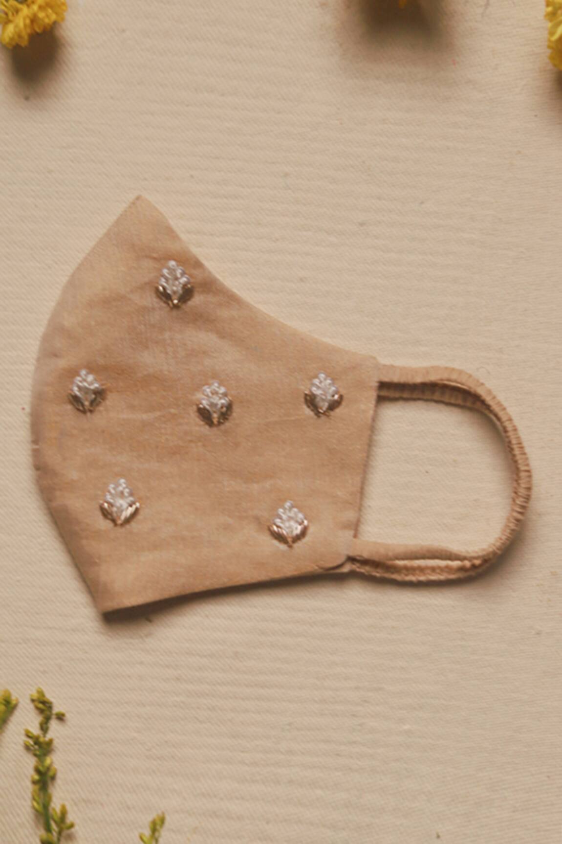 Sitaraa Tissue Chanderi Floral Embroidered Face Mask Single Pc
