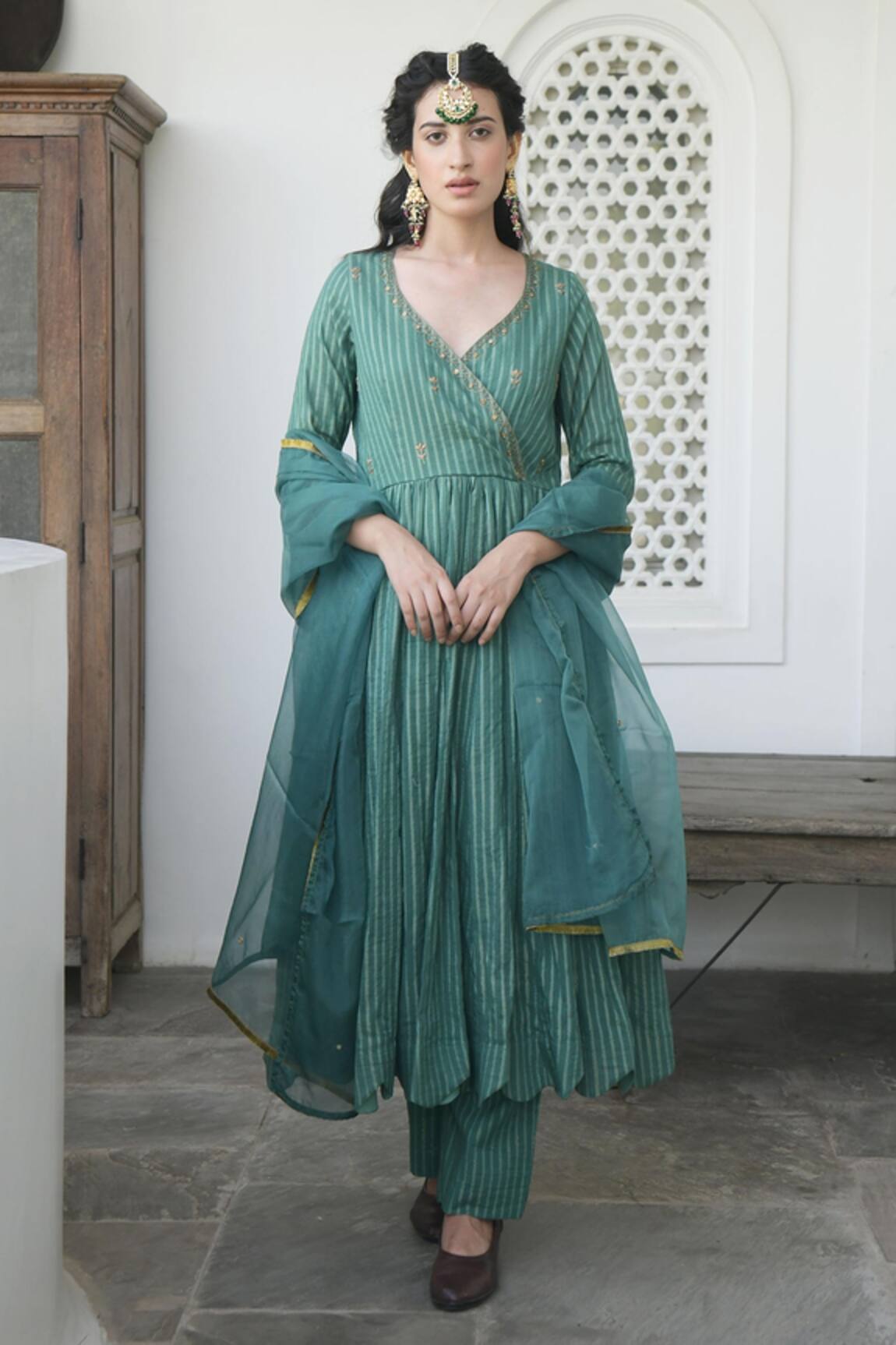 Taro Handwoven Cotton Anarkali Set 