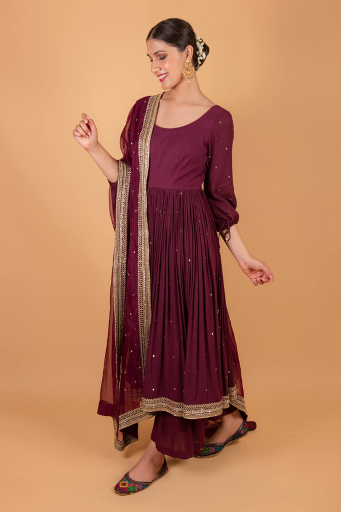 Ikshita Choudhary Sequin Embroidered Anarkali & Palazzo Set