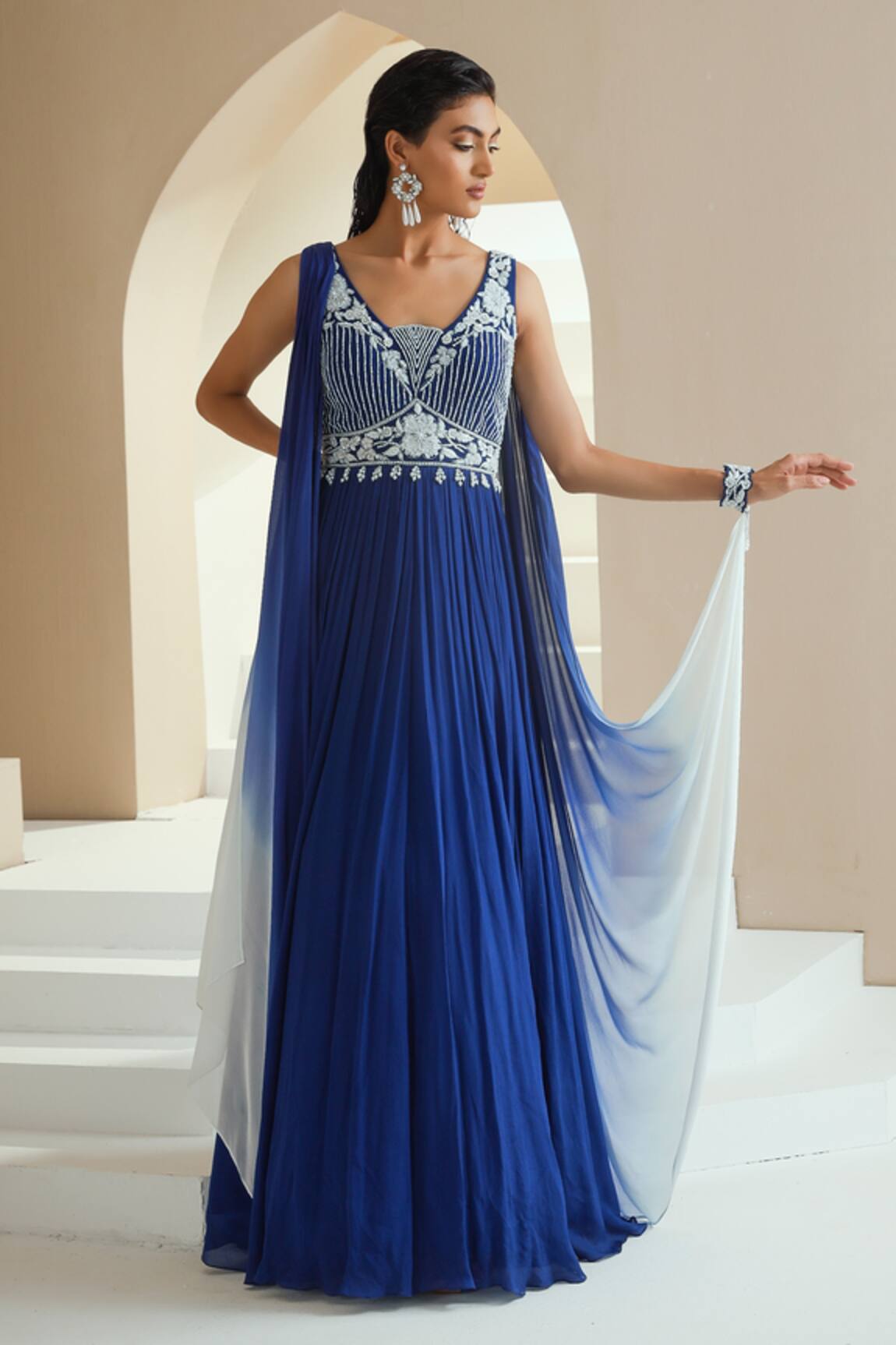 Seema Thukral Embellished Anarkali With Pre-Draped Dupatta