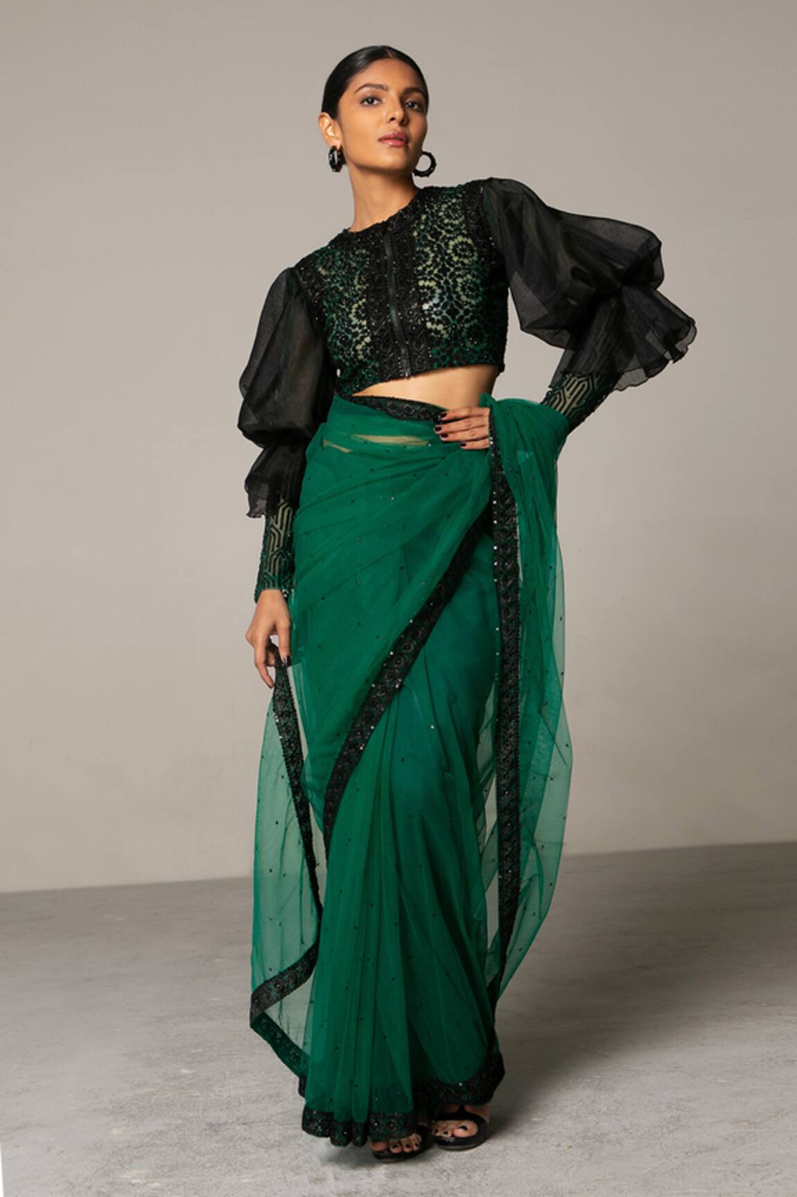 Siddartha Tytler Embellished Net Saree with Blouse