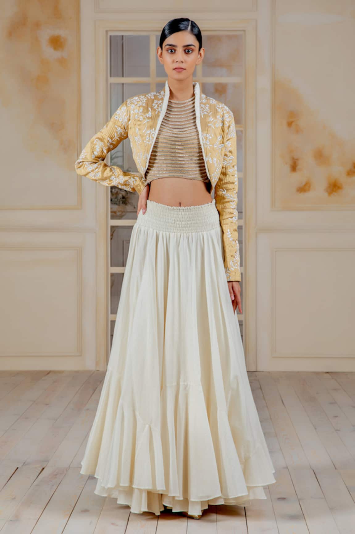 Siddartha Tytler Chanderi Panelled Maxi Skirt