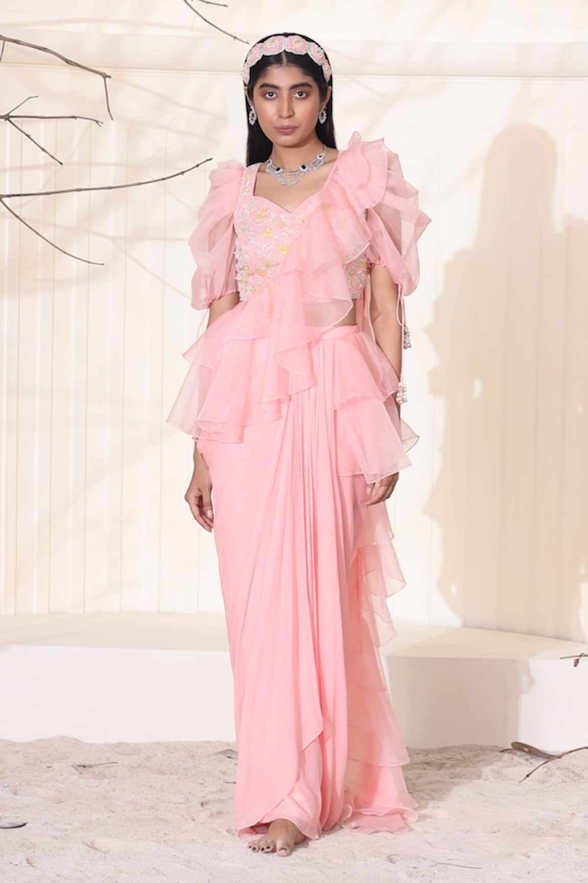 Seema Thukral Pre-Draped Saree With Blouse 