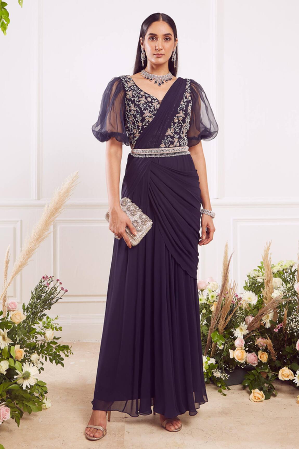 Seema Thukral Pre-Draped Saree with Blouse 