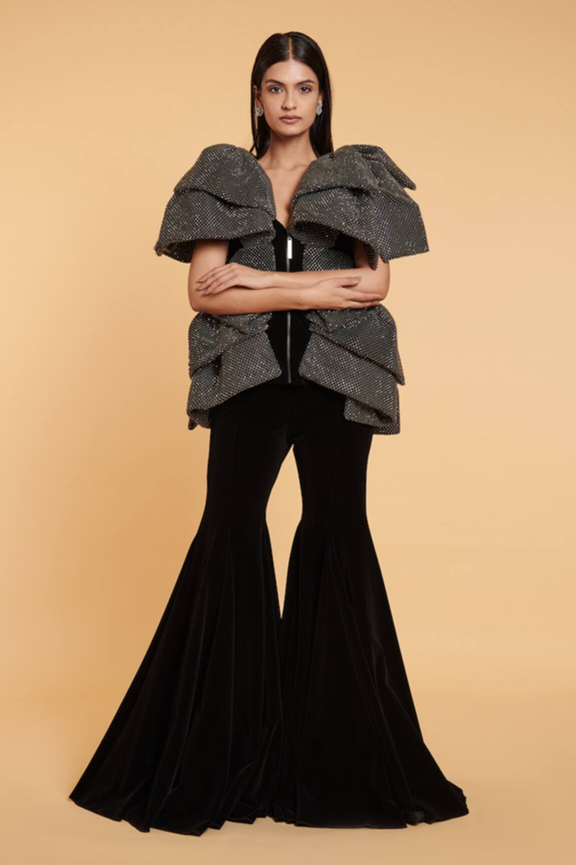 Siddartha Tytler Velvet Bell Bottom Pant 