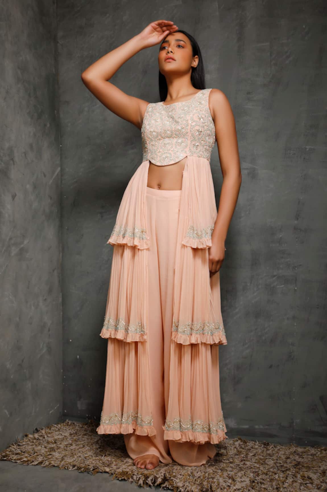 Seema Thukral Embroidered Layered Kurta & Pant Set