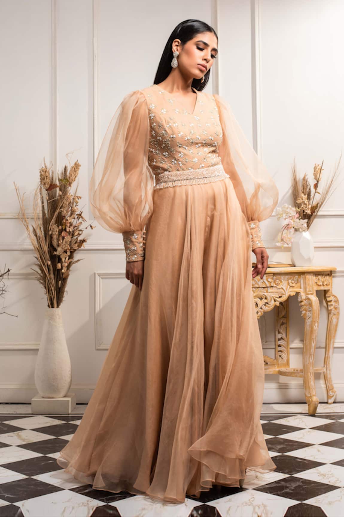 Seema Thukral Hand Embroidered Organza Jumpsuit