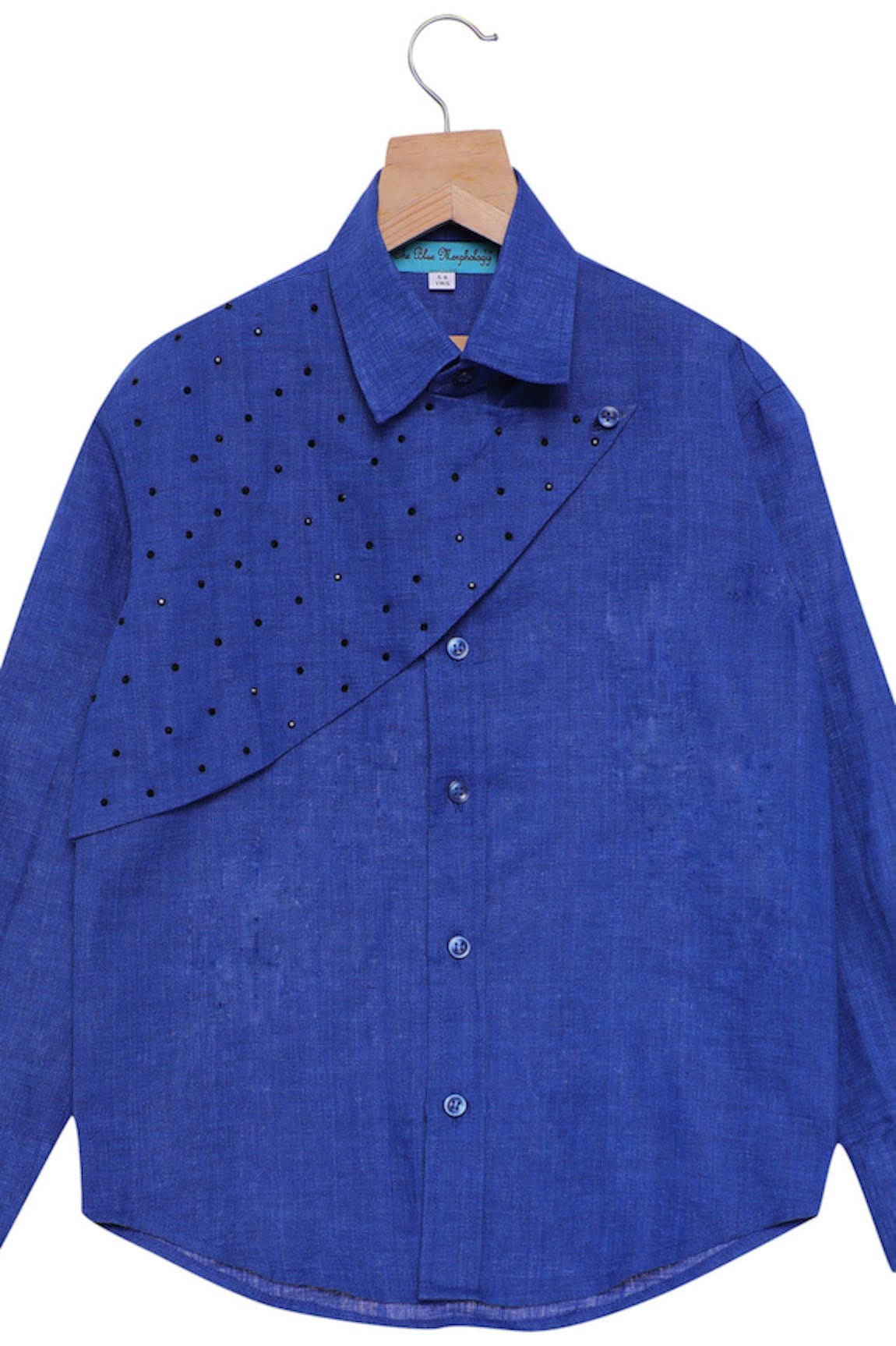 The Blue Morphology Linen overlap shirt