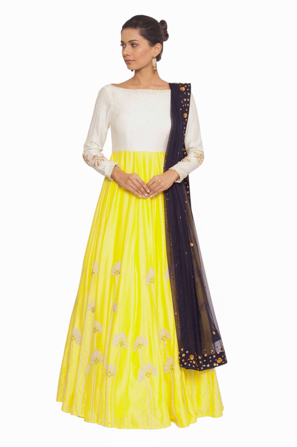 Salt And Spring Pearl Embroidered Anarkali With Dupatta