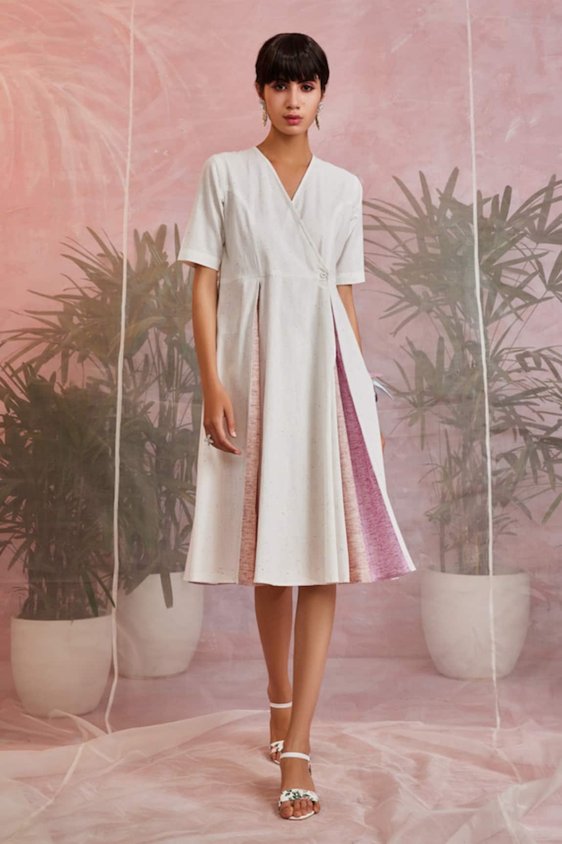Charkhee Box Pleat Wrap dress