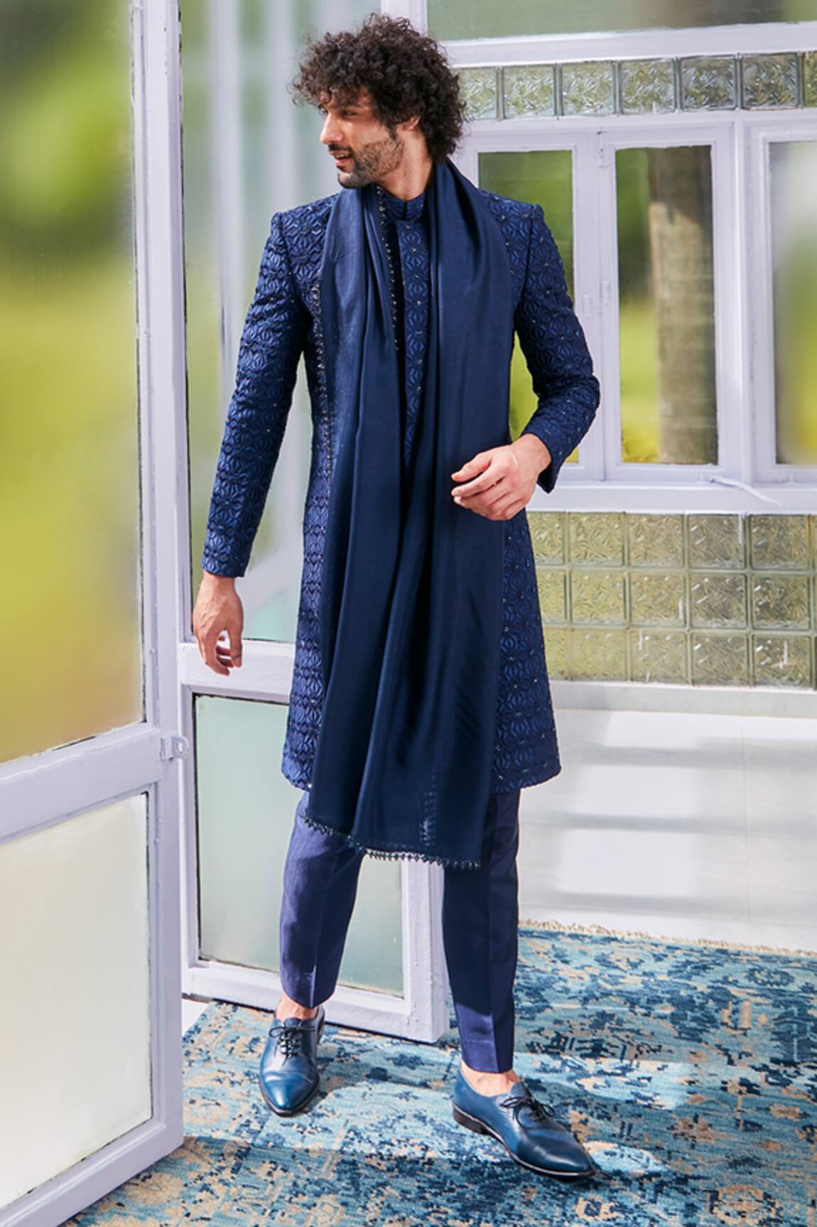SVA by Sonam & Paras Modi Geometric Embroidered Sherwani Set